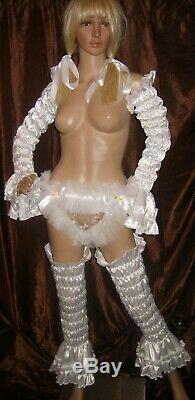 Prissy Sissy Maid Adult Baby CD/TV White Elasticiated Arm & Leg Covers Set