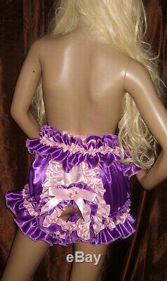 Prissy Sissy Maid Adult Baby Pink Faux Satin Stetchy Full Cut Panties