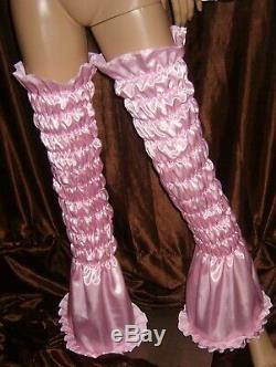 Prissy Sissy Maid Adult baby CD/TV Pink Shirred arm & leg Stockings