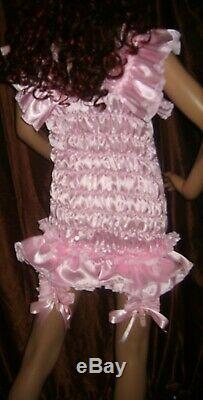 Prissy Sissy Maid CDTV Adult Baby All in One Teddy Playsuit with 4 Suspenders