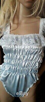 Prissy Sissy Maid CDTV Adult Baby Blue elasticated All in One Teddy Playsuit
