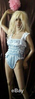 Prissy Sissy Maid CDTV Adult Baby Blue elasticated All in One Teddy Playsuit