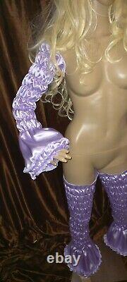 Prissy Sissy Maid CDTV Adult Baby Lilac Faux Satin elasticated Arm & Leg Covers