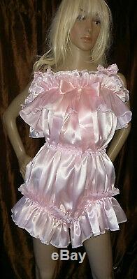 Prissy Sissy Maid CDTV Adult Baby Pink All in One Teddy Playsuit & Frilly Belt
