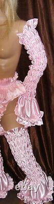Prissy Sissy Maid CDTV Adult Baby Pink Faux Satin elasticated Arm & Leg Covers