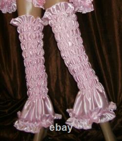 Prissy Sissy Maid CDTV Adult Baby Pink Faux Satin elasticated Arm & Leg Covers