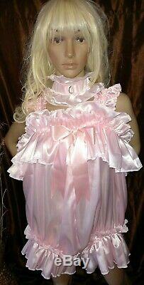 Prissy Sissy Maid CDTV Adult Baby Pink Lockable Teddy Playsuit & Padlock