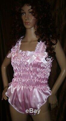 Prissy Sissy Maid CDTV Adult Baby Pink elasticated All in One Teddy Playsuit