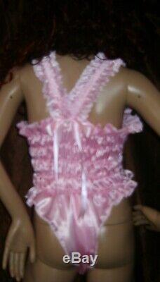 Prissy Sissy Maid CDTV Adult Baby Pink elasticated All in One Teddy Playsuit