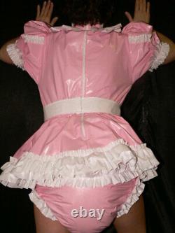 R14Adult Baby Sissy pvc dress with sewn in diaper pantykleid & Spreizhose