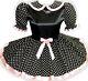 Ready 2 Wear Black Satin Polka Dots Dress Adult Baby Sissy Little Girl Leanne