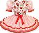 Ready 2 Wear Lacy Pink & Red Bow Christmas Adult Baby Sissy Girl Dress Leanne