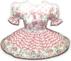 READY 2 WEAR PINK Floral POLKA DOTS Adult Baby Sissy Little Girl Dress LEANNE