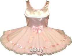 READY 2 WEAR Sizes S, M, L, XL Pink SATIN Adult Baby Sissy SUMMER Dress LEANNE