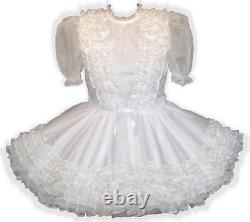 Ramona Custom Fit White Organza Ruffles Adult Baby Sissy Dress by Leanne's