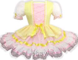 Ready to Wear Pink & Yellow Eyelet Adult Sissy Baby Dress by Leanne's