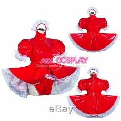 Red Adult sissy baby PVC Romper lockable vinyl dress ABDL tailor-made