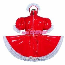Red Adult sissy baby PVC Romper lockable vinyl dress ABDL tailor-made