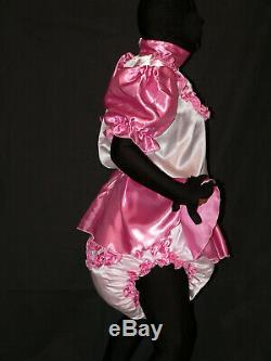 S13Adult Baby Sissy SATIN dress with sewn in diaper pantykleid & Spreizhose