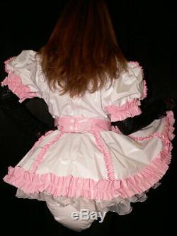 S71Adult Baby Sissy pvc dress with sewn in diaper pantykleid & Spreizhose