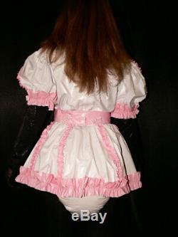 S71Adult Baby Sissy pvc dress with sewn in diaper pantykleid & Spreizhose