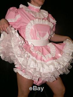 S91Adult Baby Sissy pvc dress with sewn in diaper pantykleid & Spreizhose