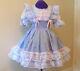 Schoolgirl Blue Lacy Gingham Sissy Lolita Adult Baby Dress Aunt D