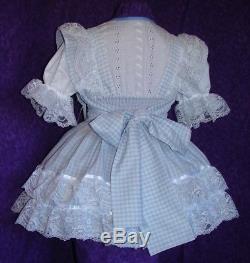 Schoolgirl Pink Lacy Gingham Sissy Lolita Adult Baby Dress Aunt D