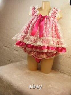 Set of sissy dress / matching panties ADULT baby satin ddlg babydoll negligee