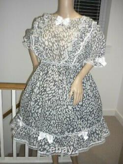Sexy Sissy Sheer Leopard Frilly Chiffon Party Dress 49 Adult Baby CD Handmade