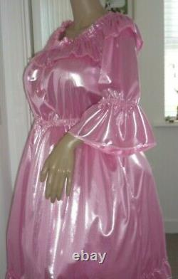 Sexy Sissy Slippy Shimmering Pink Off Shoulder Mini Dress Adult Baby Cdtv 20/22