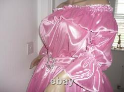 Sexy Sissy Slippy Shimmering Pink Off Shoulder Mini Dress Adult Baby Cdtv 20/22