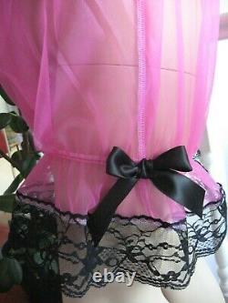 Sheer Nylon Playsuit Pantaloons Sissy lace Adult Knickers bloomers feminine UK