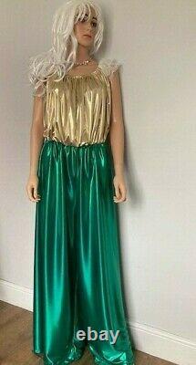Shimmering Long Green & Gold Jumpsuit, Sissy, CD, TV, Adult Baby Cosplay, Unisex
