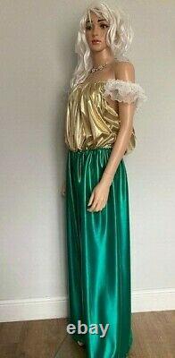 Shimmering Long Green & Gold Jumpsuit, Sissy, CD, TV, Adult Baby Cosplay, Unisex