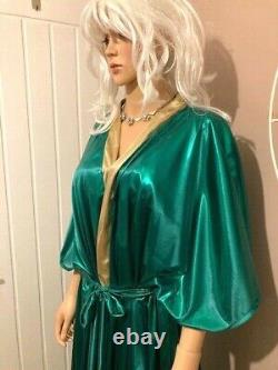 Shimmering Long Green & Gold Robe, Sissy, CD, TV, Adult Baby Cosplay, Unisex