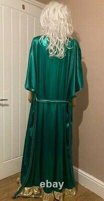 Shimmering Long Green & Gold Robe, Sissy, CD, TV, Adult Baby Cosplay, Unisex