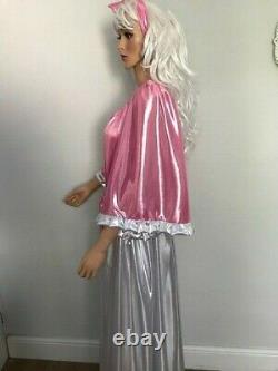Shimmering Long Pink & Silver Jumpsuit, Sissy, CD, TV, Adult Baby Cosplay, Unisex