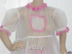 Short Sissy Adult Baby Plastic Frilly Dress & Bloomer Panties Cosplay Ab CD