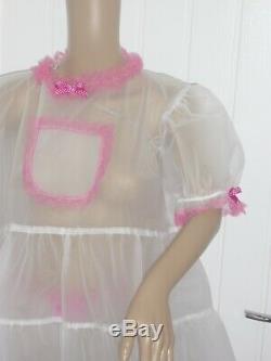 Short Sissy Adult Baby Plastic Frilly Dress & Bloomer Panties Cosplay Ab CD