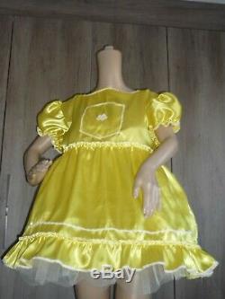 Short Sweet Sissy Adult Baby Party Satin Frilly Dress & Panties Set CD Play