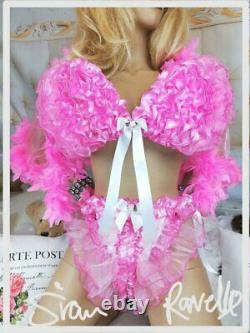 Sian Ravelle LUXURY PINK WHITE SATIN SISSY FRILLY FAIRY ADULT BABY SEXY KNICKERS