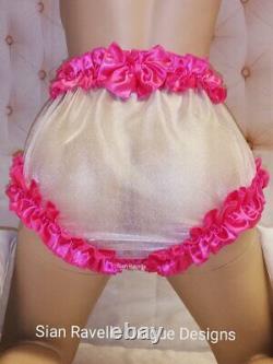 Sian Ravelle LUXURY Pink White Sheer Sissy Adult Baby Doll Dress Knickers Set