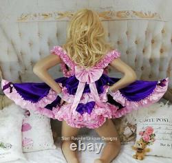 Sian Ravelle LUXURY Purple Pink Satin Sissy Maid Adult Baby Dress Knickers Set
