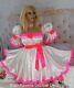 Sian Ravelle Luxury Satin Cream Pink Sissy Adult Baby Doll Dress Knickers Set