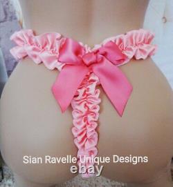 Sian Ravelle Luxurious Peach Satin Adult Baby Doll Dress & Sissy Tv Knickers Set