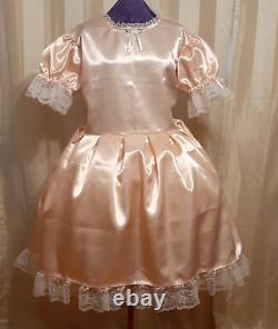 Simple Blush Pink Satin Sissy Lolita Adult Baby Dress Custom Aunt D