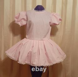 Simple Pink Gingham Sissy Lolita Adult Baby Aunt D