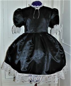 Simple Pink Satin Sissy Lolita Adult Baby Dress Custom Aunt D