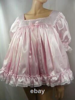 Sissy ADULT baby PINK SATIN LACE dress PLUS SIZES AVAILABLE